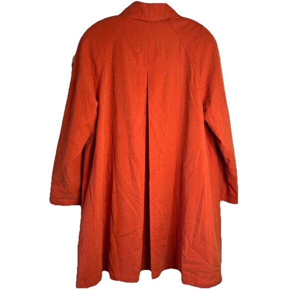 Bernardo Vintage Orange Button Down Padded Shoulder Trench Coat Medium - Picture 2 of 13
